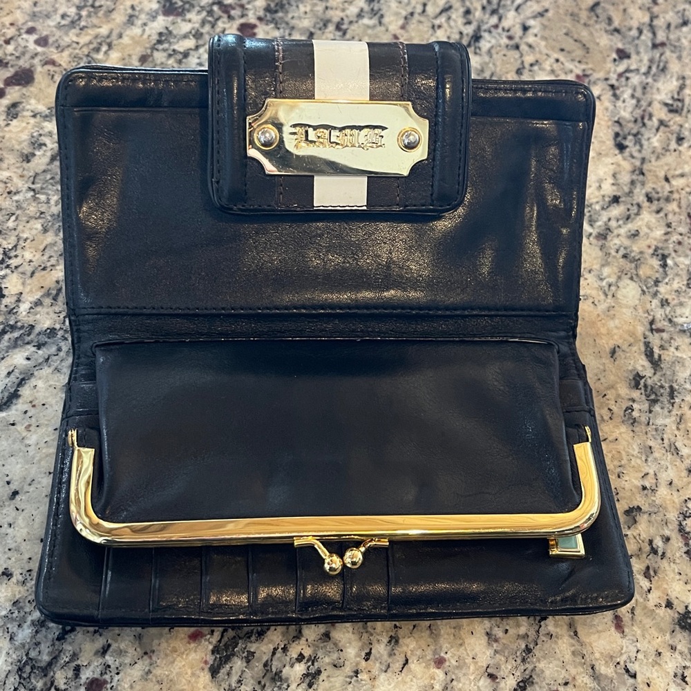 L.A.M.B. Black Leather Wallet with Gold hardware. Like New! - Picture 4 of 8